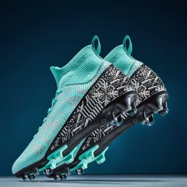 Unisex Football Spike Cleats, Professional Non-slip High Top Soccer Training Athletic Sneakers Unisex Football Spike Cleats, Professional Non-slip High Top Soccer Training Athletic Sneakers