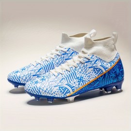 Unisex Football Spike Cleats, Professional Non-slip High Top Soccer Training Athletic Sneakers Unisex Football Spike Cleats, Professional Non-slip High Top Soccer Training Athletic Sneakers