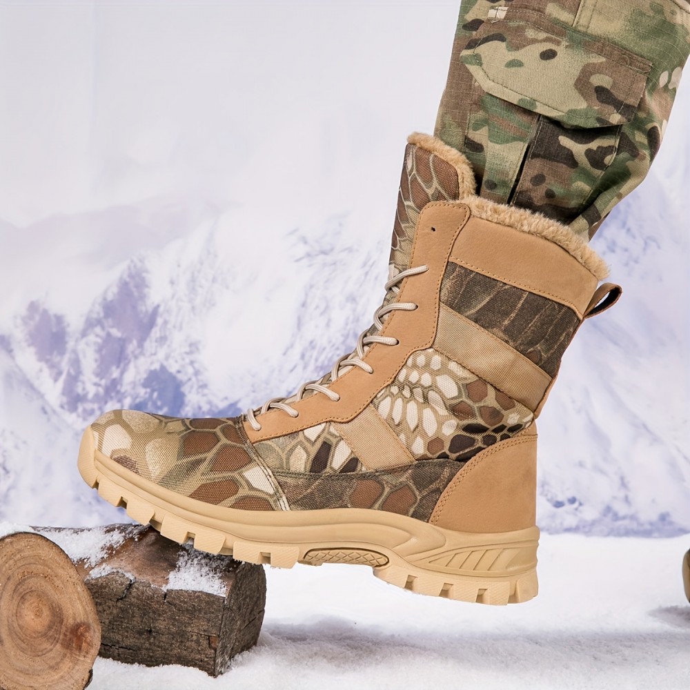 Mens Comfy Camo Insulated High Top Hiking Boots - Breathable, Durable, Non Slip, Lace Up, Waterproof, and Lightweight for Camping, Hunting, Trekking, and Outdoor Sports - All-Season, Fall, Spring, Plaid Pattern, Canvas Inner, TPR Sole, Cloth Upper Mens Comfy Camo Insulated High Top Hiking Boots - Breathable, Durable, Non Slip, Lace Up, Waterproof, and Lightweight for Camping, Hunting, Trekking, and Outdoor Sports - All-Season, Fall, Spring, Plaid Pattern, Canvas Inner, TPR Sole, Cloth Upper