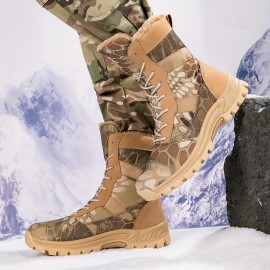 Mens Comfy Camo Insulated High Top Hiking Boots - Breathable, Durable, Non Slip, Lace Up, Waterproof, and Lightweight for Camping, Hunting, Trekking, and Outdoor Sports - All-Season, Fall, Spring, Plaid Pattern, Canvas Inner, TPR Sole, Cloth Upper Mens Comfy Camo Insulated High Top Hiking Boots - Breathable, Durable, Non Slip, Lace Up, Waterproof, and Lightweight for Camping, Hunting, Trekking, and Outdoor Sports - All-Season, Fall, Spring, Plaid Pattern, Canvas Inner, TPR Sole, Cloth Upper