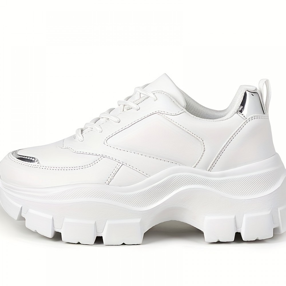 Women's Chunky Platform Sneakers, Lace-Up Casual Fashion Walking Sport Shoes Women's Chunky Platform Sneakers, Lace-Up Casual Fashion Walking Sport Shoes