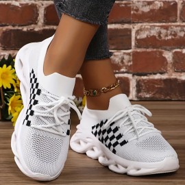 Womens Houndstooth Low Top Sports Shoes - Breathable, Comfy, Lace-Up, Fabric Inner, EVA Sole - All-Season, Outdoor Walking, Running, Fashion Sneakers Womens Houndstooth Low Top Sports Shoes - Breathable, Comfy, Lace-Up, Fabric Inner, EVA Sole - All-Season, Outdoor Walking, Running, Fashion Sneakers
