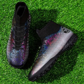 White blue high top football shoes AG long staple artificial grass outdoor sports football boots competition youth training shoes breathable and non slip unisex White blue high top football shoes AG long staple artificial grass outdoor sports football boots competition youth training shoes breathable and non slip unisex