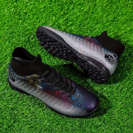 White blue high top football shoes AG long staple artificial grass outdoor sports football boots competition youth training shoes breathable and non slip unisex White blue high top football shoes AG long staple artificial grass outdoor sports football boots competition youth training shoes breathable and non slip unisex