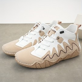 Women's Fashion Colorblock Sneakers - Lace-Up, Comfy Low-Top Trainers with Soft Platform Sole for Daily Wear & Casual Walks
