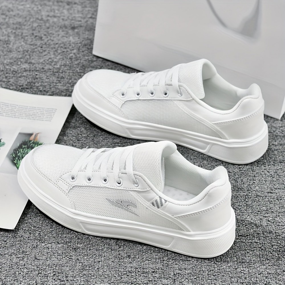 Women's Fashion Sneakers, Casual White And Black Running Shoes With Breathable Mesh Material, Lightweight, Shock-Absorbing, Anti-Slip And Durable, Perfect For Sports And Daily Wear Women's Fashion Sneakers, Casual White And Black Running Shoes With Breathable Mesh Material, Lightweight, Shock-Absorbing, Anti-Slip And Durable, Perfect For Sports And Daily Wear