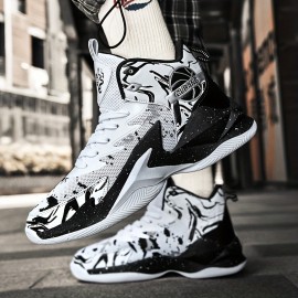 Mens High Top Basketball Sneakers - Fashionable Streetwear Design with Ultra-Comfort, Anti-Slip Grip & Flexible Soft Sole - Secure Lace-Up for Mens Outdoor Adventures Mens High Top Basketball Sneakers - Fashionable Streetwear Design with Ultra-Comfort, Anti-Slip Grip & Flexible Soft Sole - Secure Lace-Up for Mens Outdoor Adventures