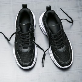 Men's Solid Platform Shoes Lace Up Low Top Non Slip For Outdoor Jogging Hiking Traveling, All Seasons Men's Solid Platform Shoes Lace Up Low Top Non Slip For Outdoor Jogging Hiking Traveling, All Seasons