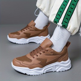 Men's Solid Platform Shoes Lace Up Low Top Non Slip For Outdoor Jogging Hiking Traveling, All Seasons Men's Solid Platform Shoes Lace Up Low Top Non Slip For Outdoor Jogging Hiking Traveling, All Seasons