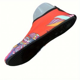 Leaf & Letter Graphic Fashion Water Socks, Non-slip Lightweight Quick-drying Sports Shoes For Adults, Suitable For Swimming Diving Boating Leaf & Letter Graphic Fashion Water Socks, Non-slip Lightweight Quick-drying Sports Shoes For Adults, Suitable For Swimming Diving Boating