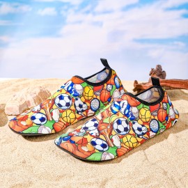 Women's Fashionable Lightweight Water Shoes, Sports Ball Print, Quick-Dry, Non-Slip Sole, Multicolor, Suitable For Outdoor Activities Women's Fashionable Lightweight Water Shoes, Sports Ball Print, Quick-Dry, Non-Slip Sole, Multicolor, Suitable For Outdoor Activities