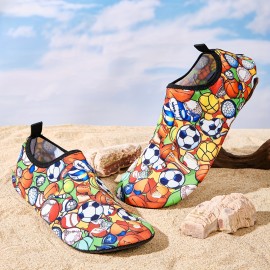Women's Fashionable Lightweight Water Shoes, Sports Ball Print, Quick-Dry, Non-Slip Sole, Multicolor, Suitable For Outdoor Activities Women's Fashionable Lightweight Water Shoes, Sports Ball Print, Quick-Dry, Non-Slip Sole, Multicolor, Suitable For Outdoor Activities