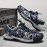 Mens Breathable Microfiber Synthetic Leather Sandals - Comfy Round Toe, Hook and Loop Fastener, Non Slip Rubber Sole, Durable, Water Friendly, Perfect for Beach, Daily, Casual, Vacation, Fall, Spring/Summer