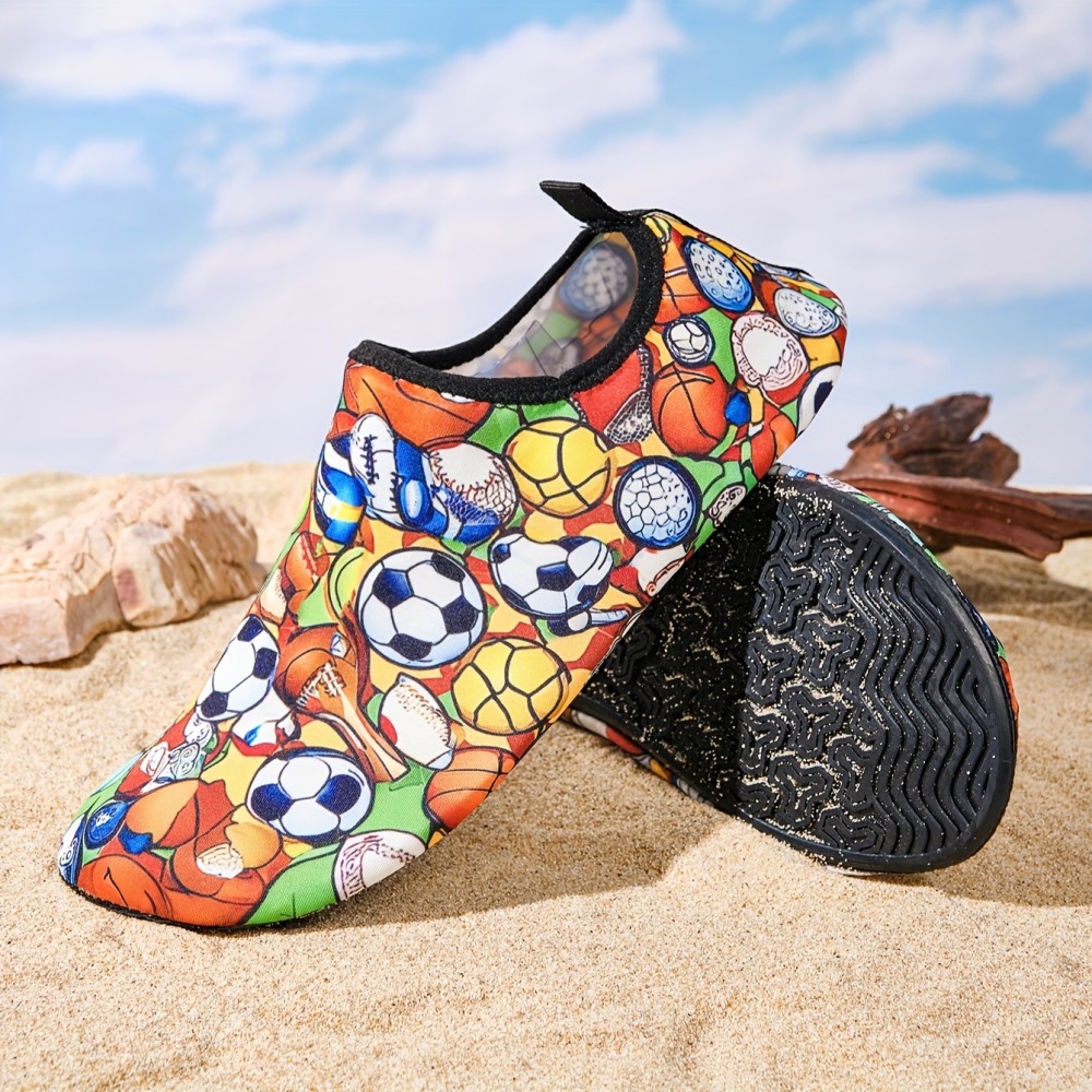 Women's Fashionable Lightweight Water Shoes, Sports Ball Print, Quick-Dry, Non-Slip Sole, Multicolor, Suitable For Outdoor Activities Women's Fashionable Lightweight Water Shoes, Sports Ball Print, Quick-Dry, Non-Slip Sole, Multicolor, Suitable For Outdoor Activities