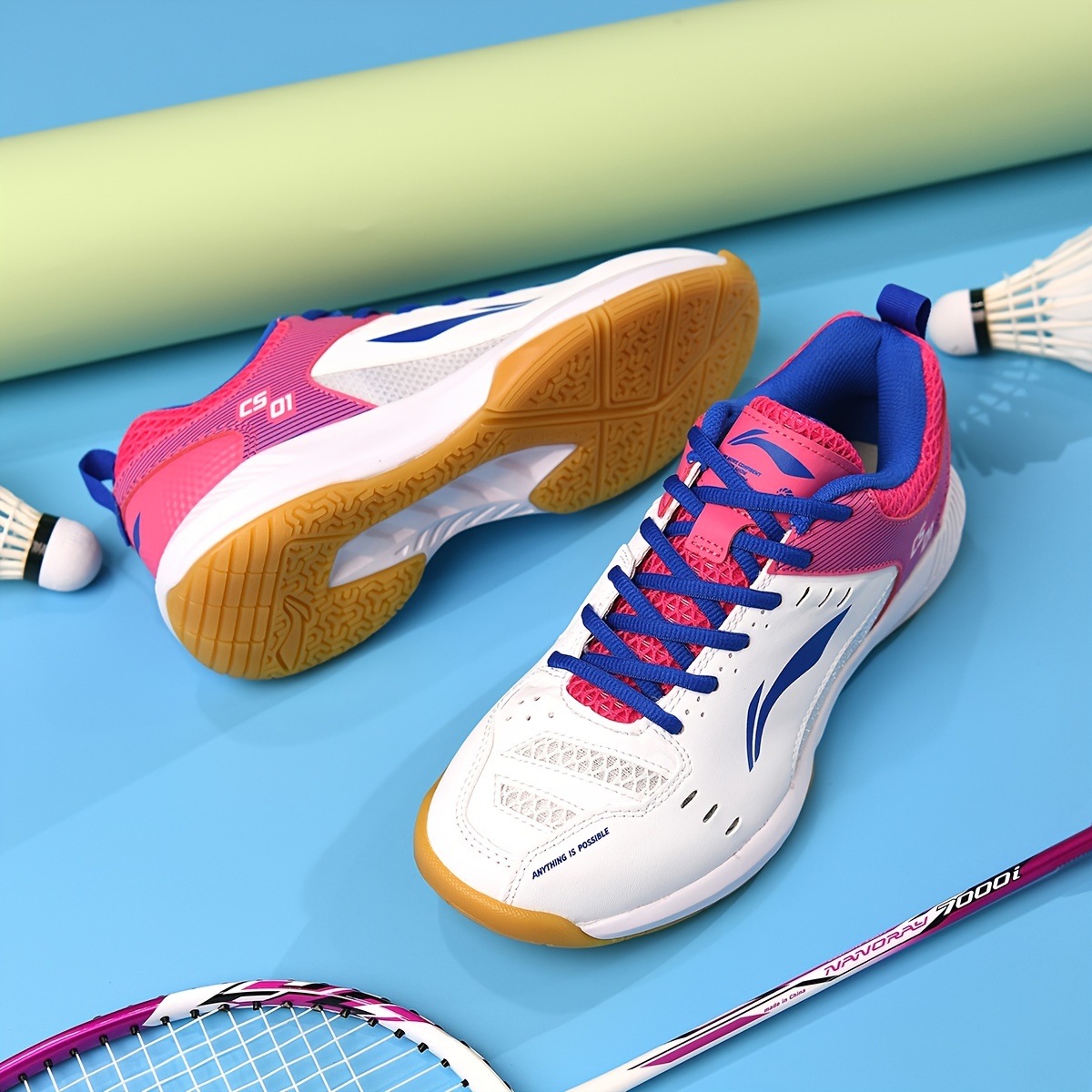 womens contrast color badminton shoes lightweight breathable non slip sports shoes for women details 2