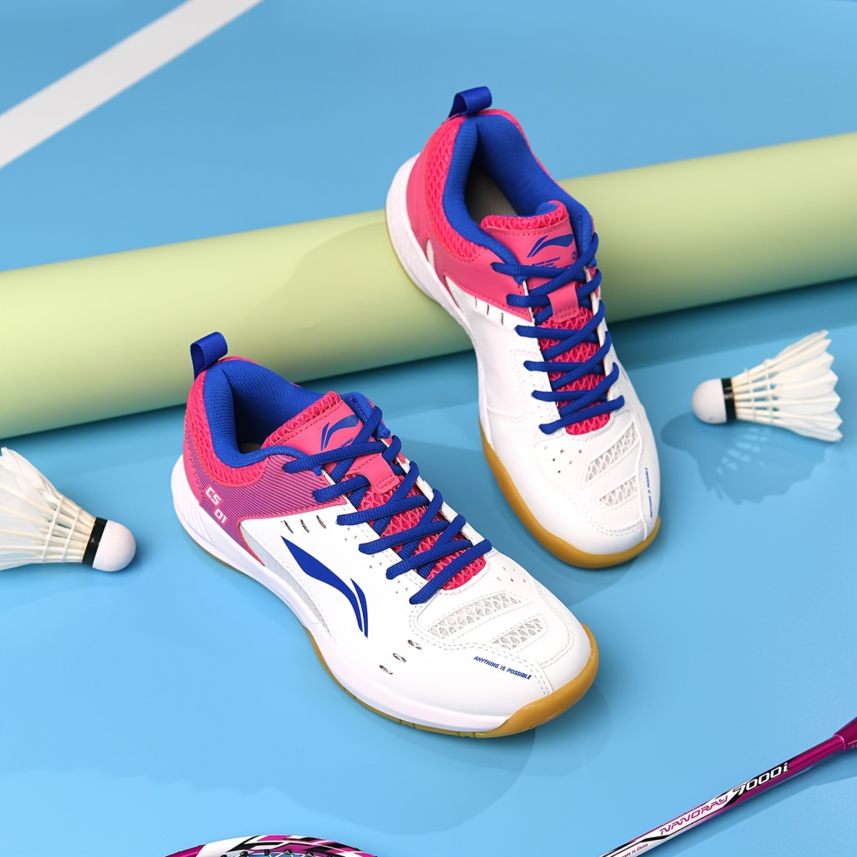 womens contrast color badminton shoes lightweight breathable non slip sports shoes for women details 3