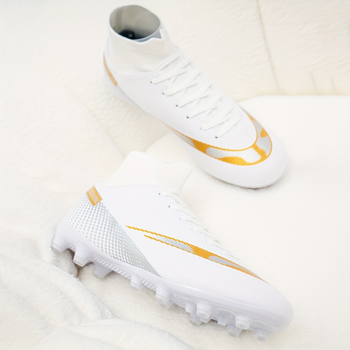 mens breathable high top ag football shoes with cleats non slip soccer shoes comfy for outdoor training competition all seasons details 4